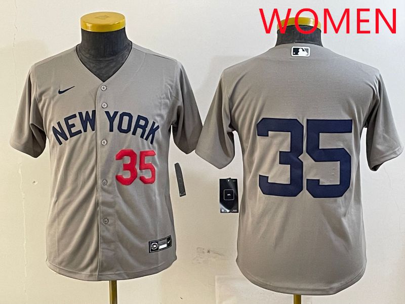 Women New York Yankees 35 No Name Grey Game 2025 Nike MLB Jersey style 5